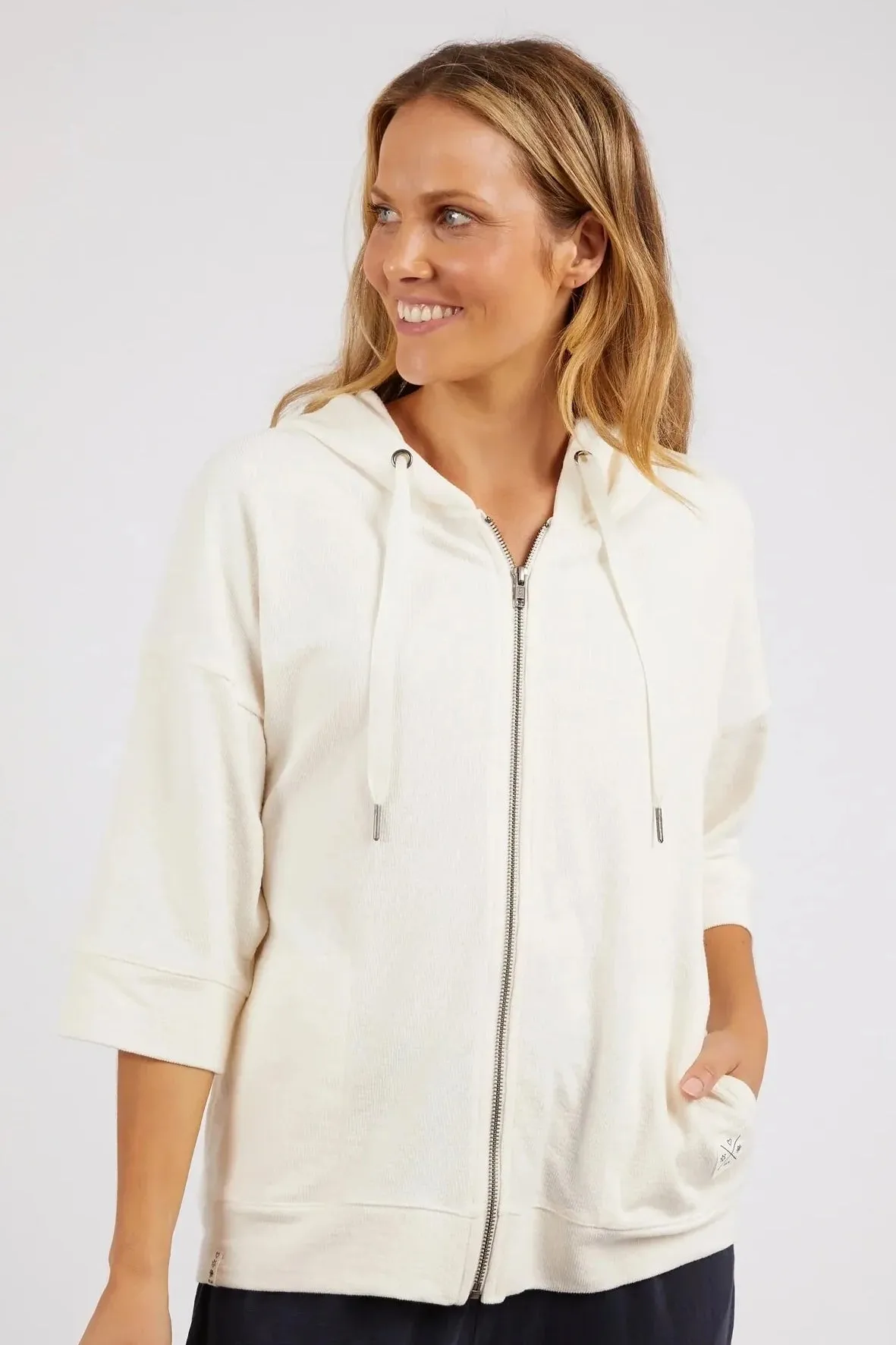 Beachy Zip Hoody in Pearl
