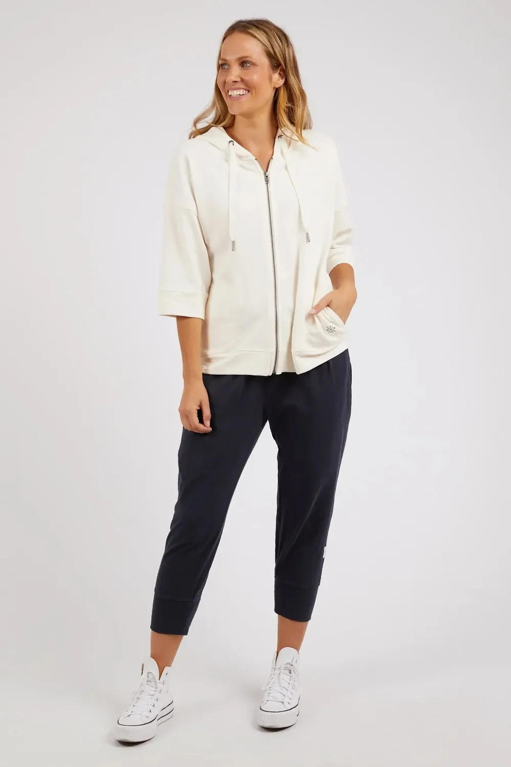 Beachy Zip Hoody in Pearl