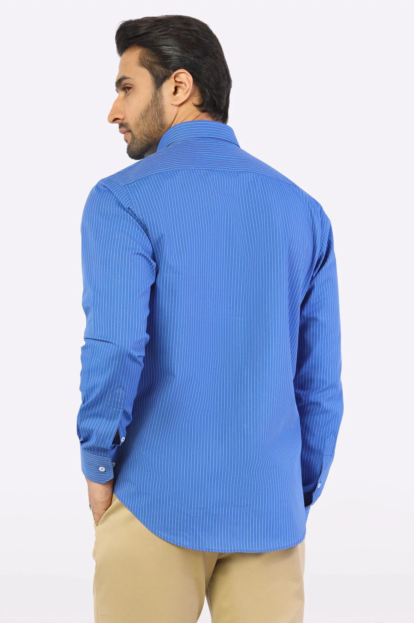 Blue Pencil Stripe Casual Shirt
