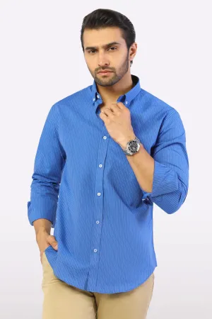 Blue Pencil Stripe Casual Shirt