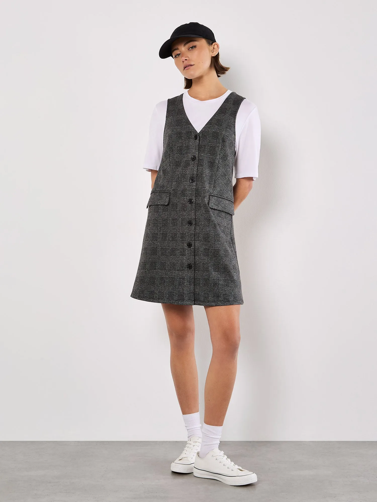 Check Print Fitted Mini Dress
