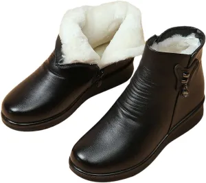 Ctreela Fur Lined Slip-On Ankle Boots for Women Winter Soft Furry Lug Sole Short Snow Boots Outdoor Insulated Platform Shoes