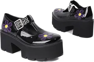 Erocalli Platform T-Strap Mary Jane Shoes for Women Chunky High Heel Pumps Gothic Ankle Strap Lolita Shoes Party Dress Shoes