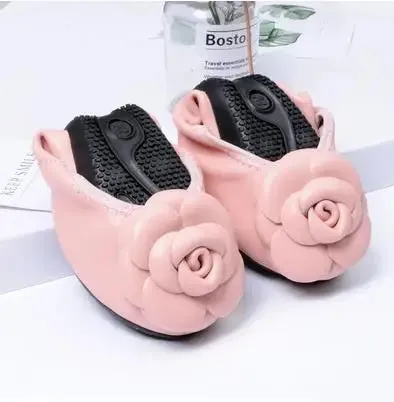 Genuine Leather Flowers Round Toe Soft Bottom Flat