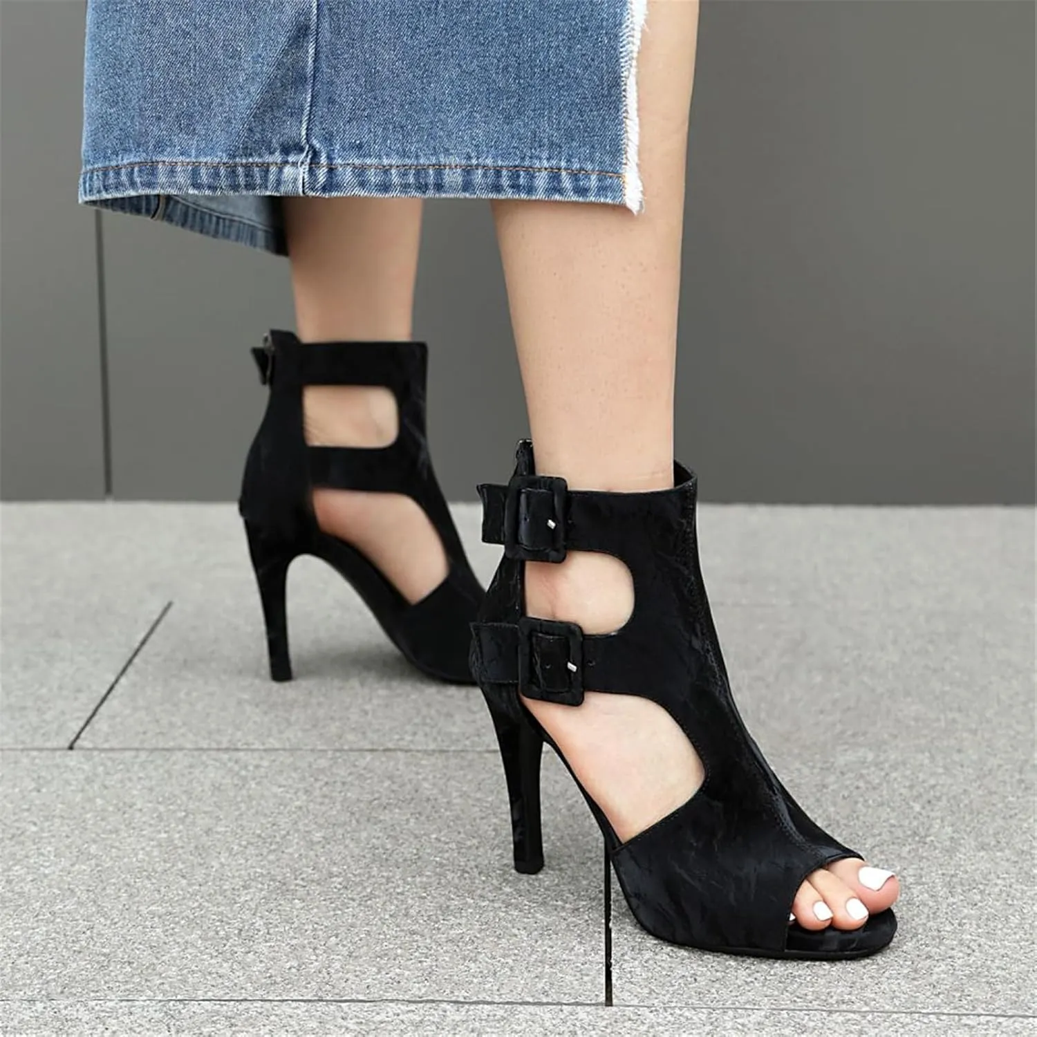 Heels for Women Peep Toe Booties Dressy Sandals Block heel Gliadiator Shoes