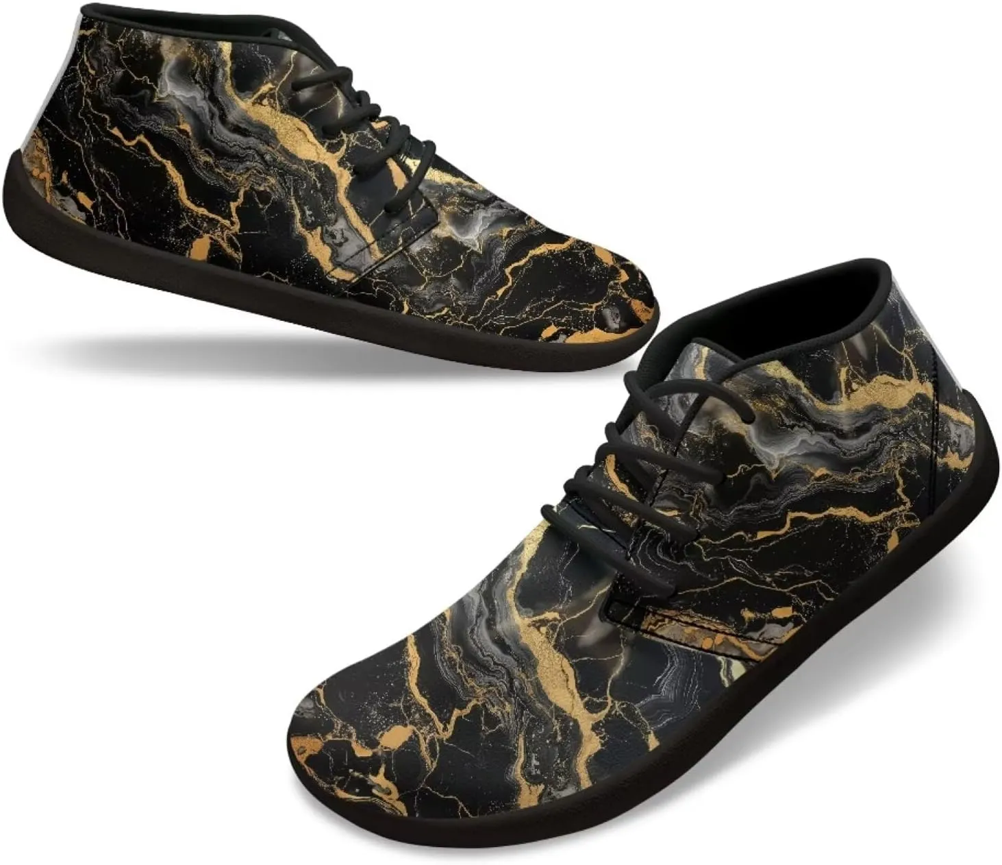 Howilath Marble Print Barefoot Sneakers Men Low Top Extra Width Anti-Skid Running Cross Training Shoe