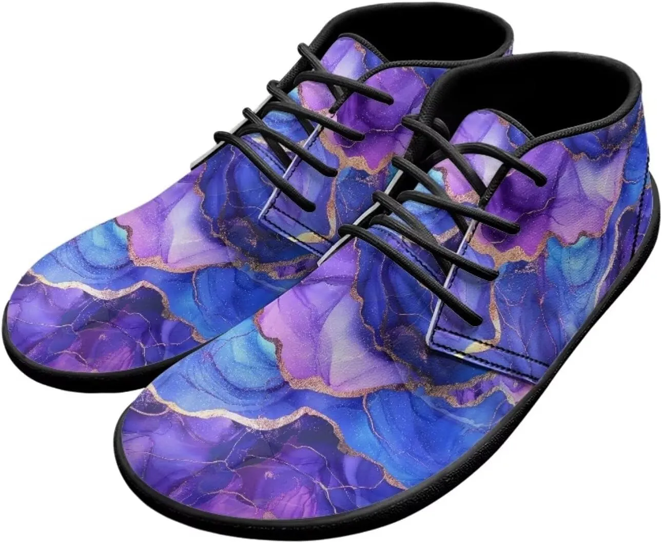 Howilath Marble Print Barefoot Sneakers Men Low Top Extra Width Anti-Skid Running Cross Training Shoe