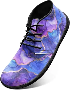 Howilath Marble Print Barefoot Sneakers Men Low Top Extra Width Anti-Skid Running Cross Training Shoe
