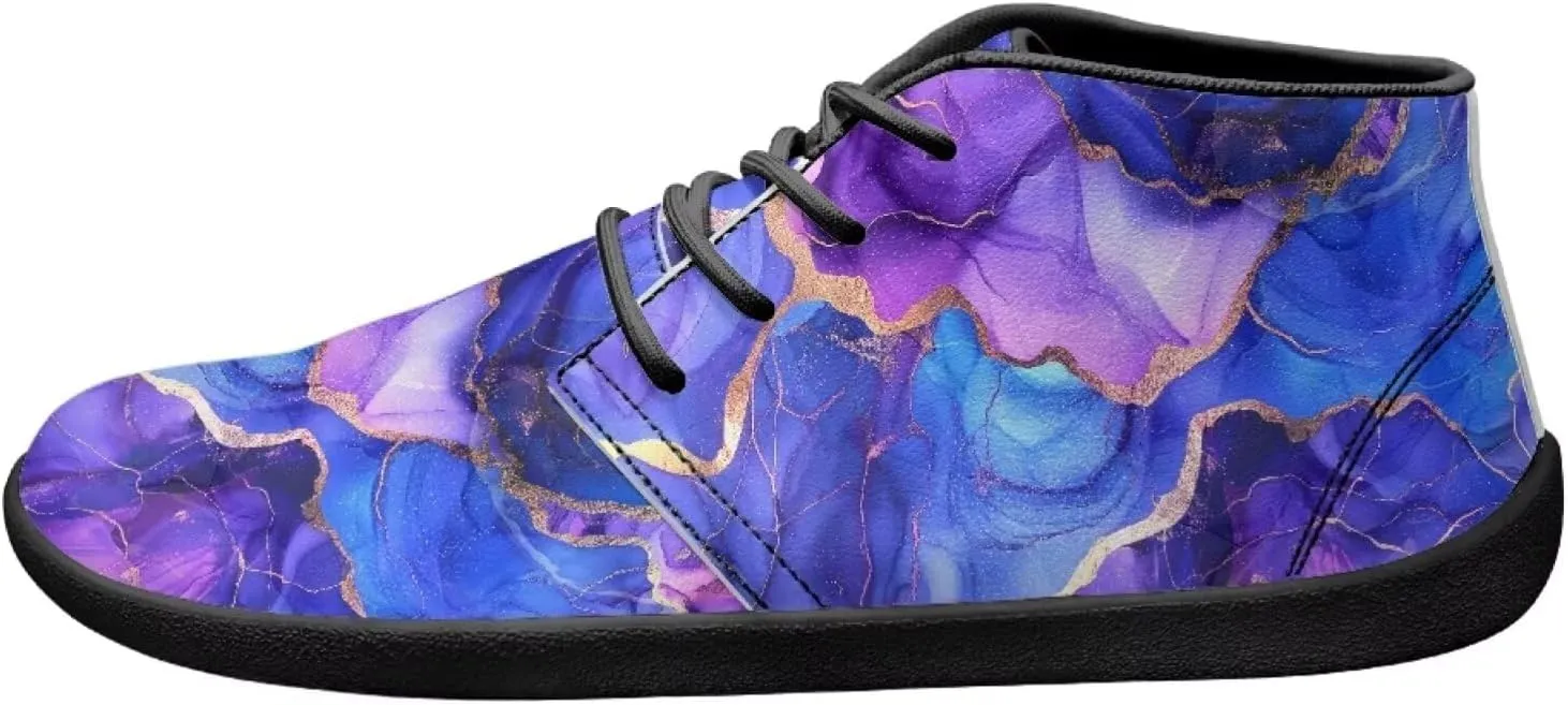 Howilath Marble Print Barefoot Sneakers Men Low Top Extra Width Anti-Skid Running Cross Training Shoe