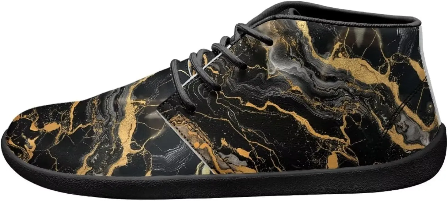 Howilath Marble Print Barefoot Sneakers Men Low Top Extra Width Anti-Skid Running Cross Training Shoe