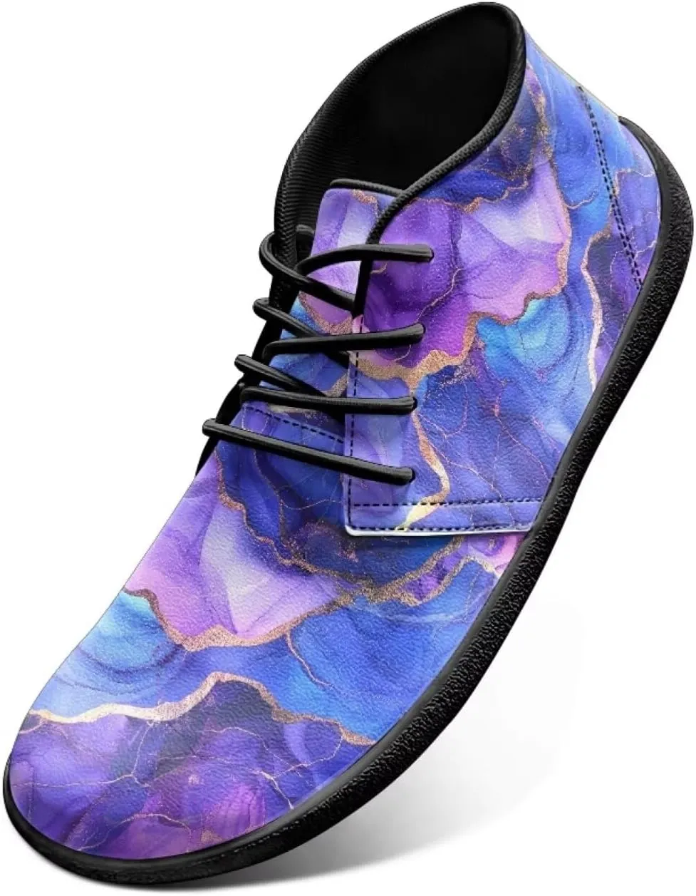 Howilath Marble Print Barefoot Sneakers Men Low Top Extra Width Anti-Skid Running Cross Training Shoe