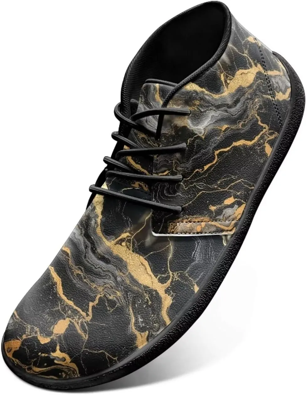 Howilath Marble Print Barefoot Sneakers Men Low Top Extra Width Anti-Skid Running Cross Training Shoe