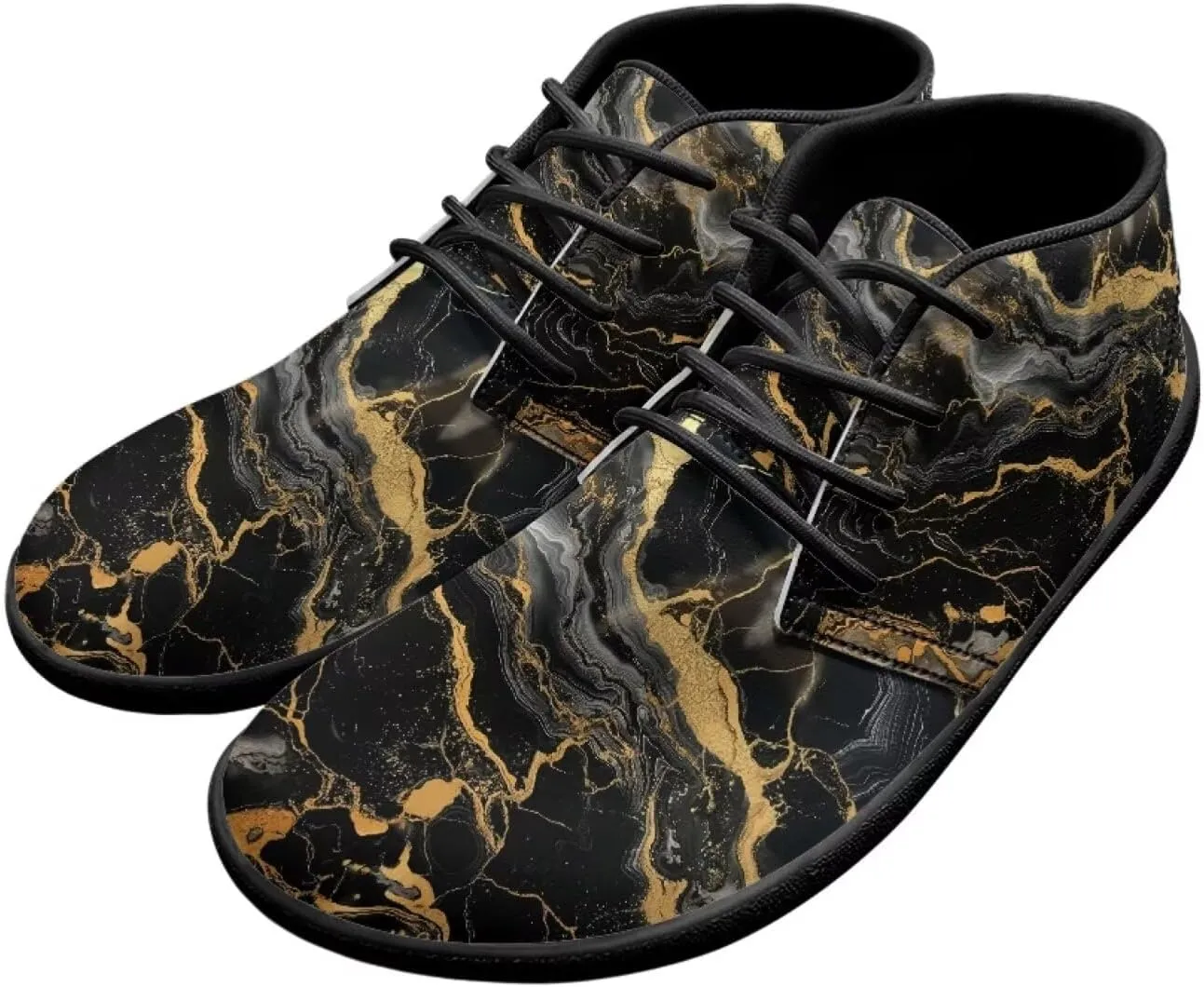 Howilath Marble Print Barefoot Sneakers Men Low Top Extra Width Anti-Skid Running Cross Training Shoe