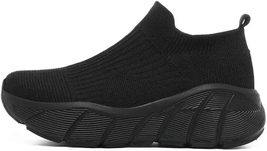 Jakcuz Women's Slip on Walking Shoes Non-Slip Comfortable 6cm Thick Sole Cushioning Fashion Sneakers Loafers Plus Size