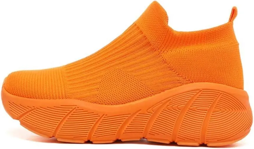 Jakcuz Women's Slip on Walking Shoes Non-Slip Comfortable 6cm Thick Sole Cushioning Fashion Sneakers Loafers Plus Size