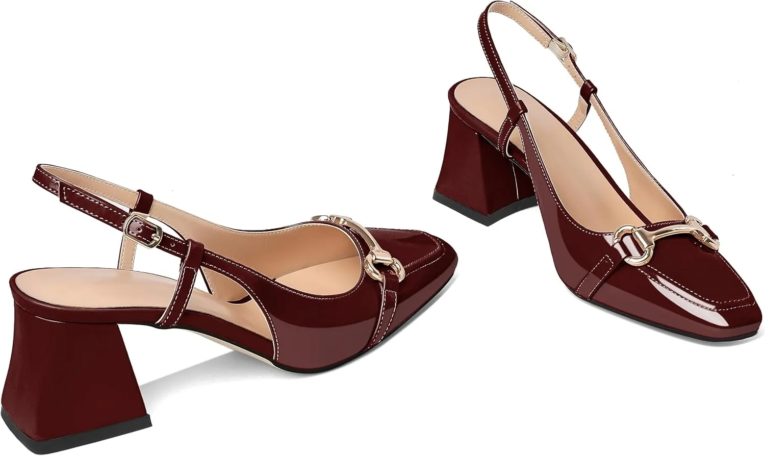 Joseywade Slingback Low Block Chunky Heels Pumps Slanted Heels Loafers 2.5" Closed Toe Shoes Women Heeled Sandals