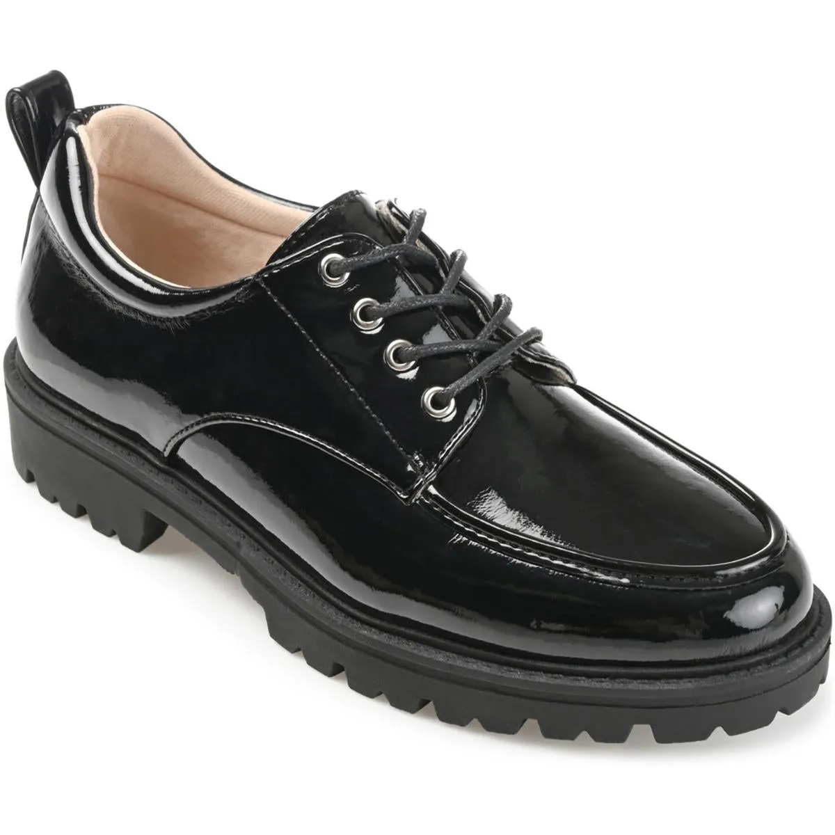 Journee Collection Womens Zina Patent Lugged Sole Oxfords