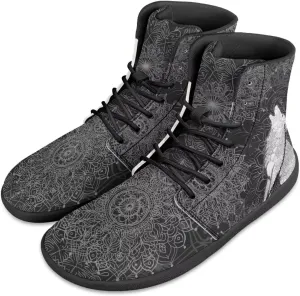 JoyLamoria Bling Bling Butterfly Print High Top Sneakers Lace up Leather Shoes Fashion High Top Flats Barefoot Wide Shoes Y2K for Girls
