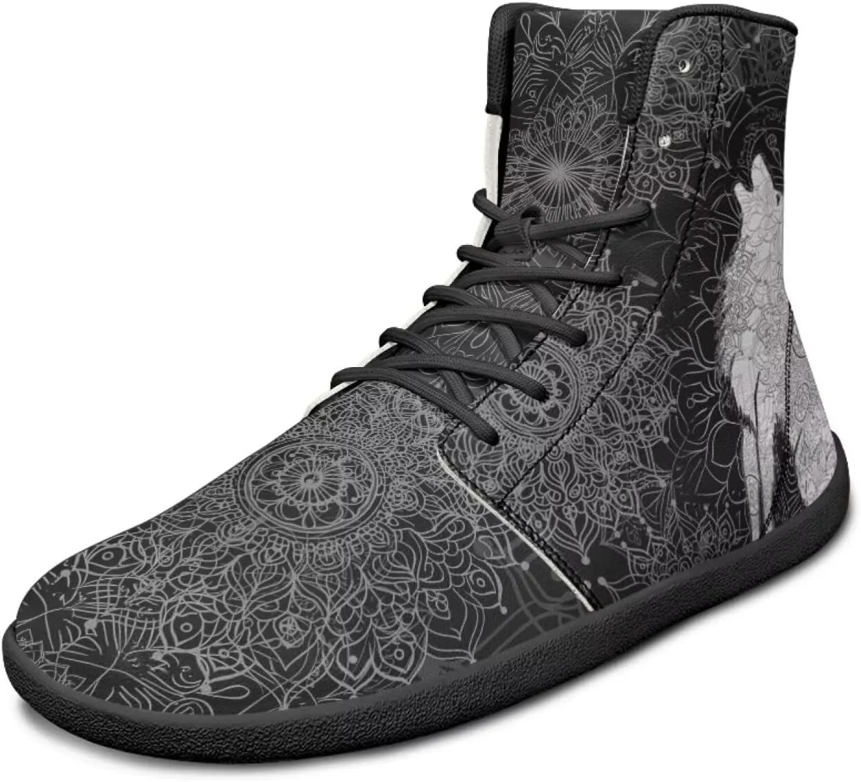 JoyLamoria Bling Bling Butterfly Print High Top Sneakers Lace up Leather Shoes Fashion High Top Flats Barefoot Wide Shoes Y2K for Girls