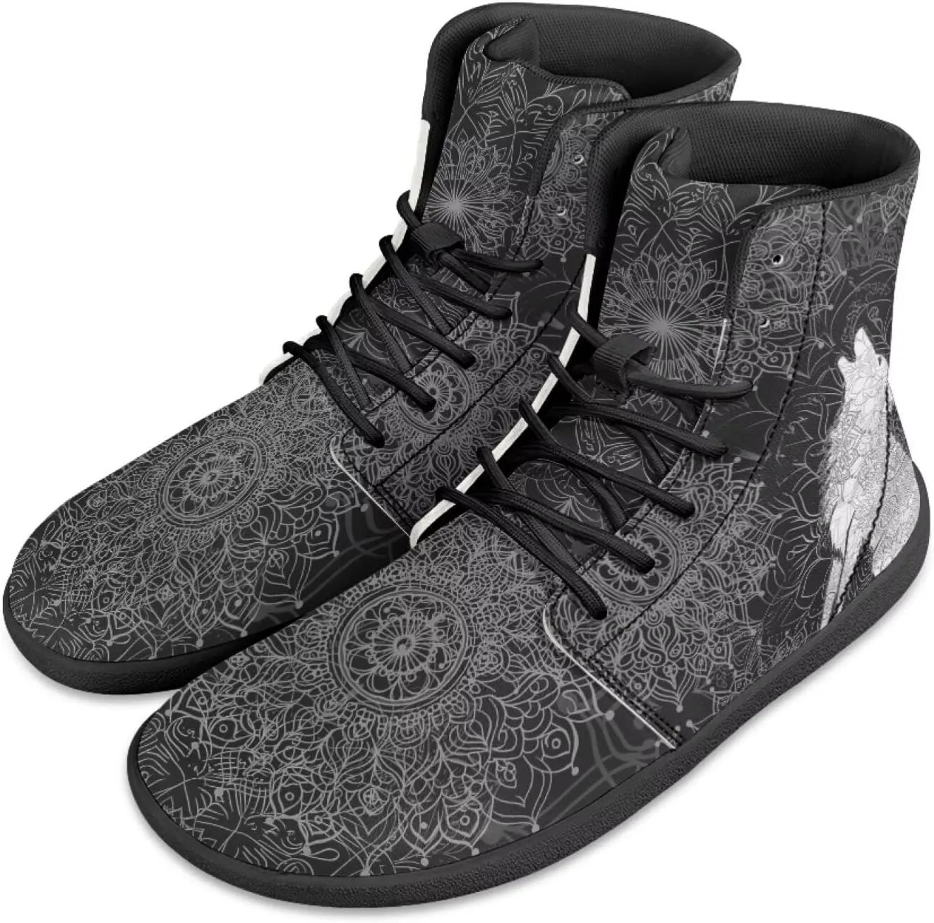 JoyLamoria Bling Bling Butterfly Print High Top Sneakers Lace up Leather Shoes Fashion High Top Flats Barefoot Wide Shoes Y2K for Girls