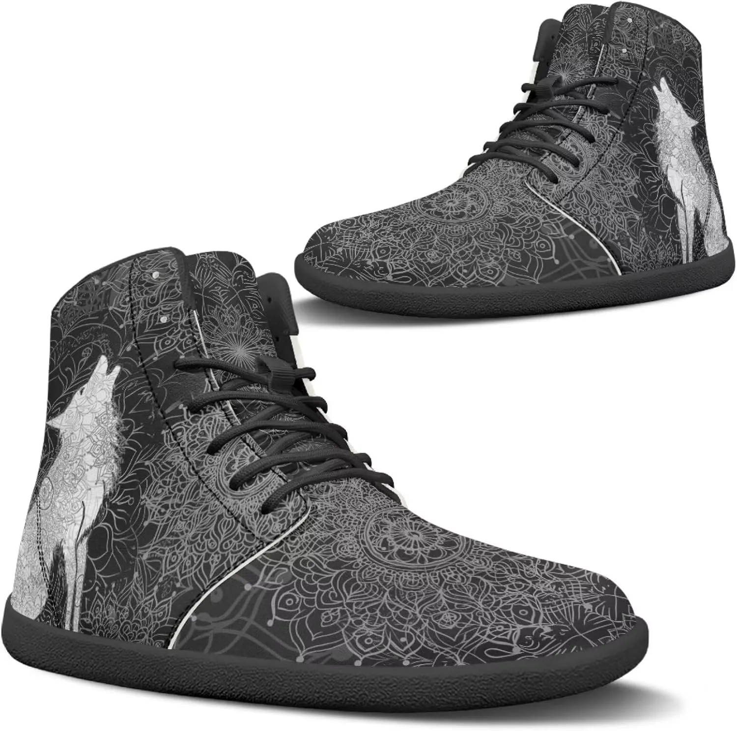JoyLamoria Bling Bling Butterfly Print High Top Sneakers Lace up Leather Shoes Fashion High Top Flats Barefoot Wide Shoes Y2K for Girls