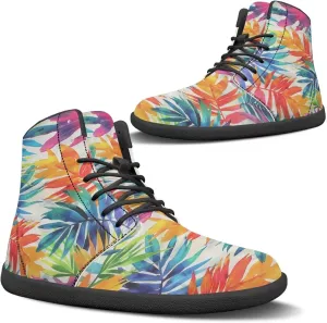 JoyLamoria Men Women High Top Barefoot Shoes Rainbow Pattern Pattern LGBT Fashion Sneakers Lace Up PU Leather Platform