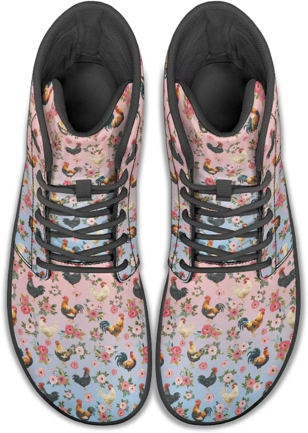 JoyLamoria Men Women High Top Barefoot Shoes Rainbow Pattern Pattern LGBT Fashion Sneakers Lace Up PU Leather Platform