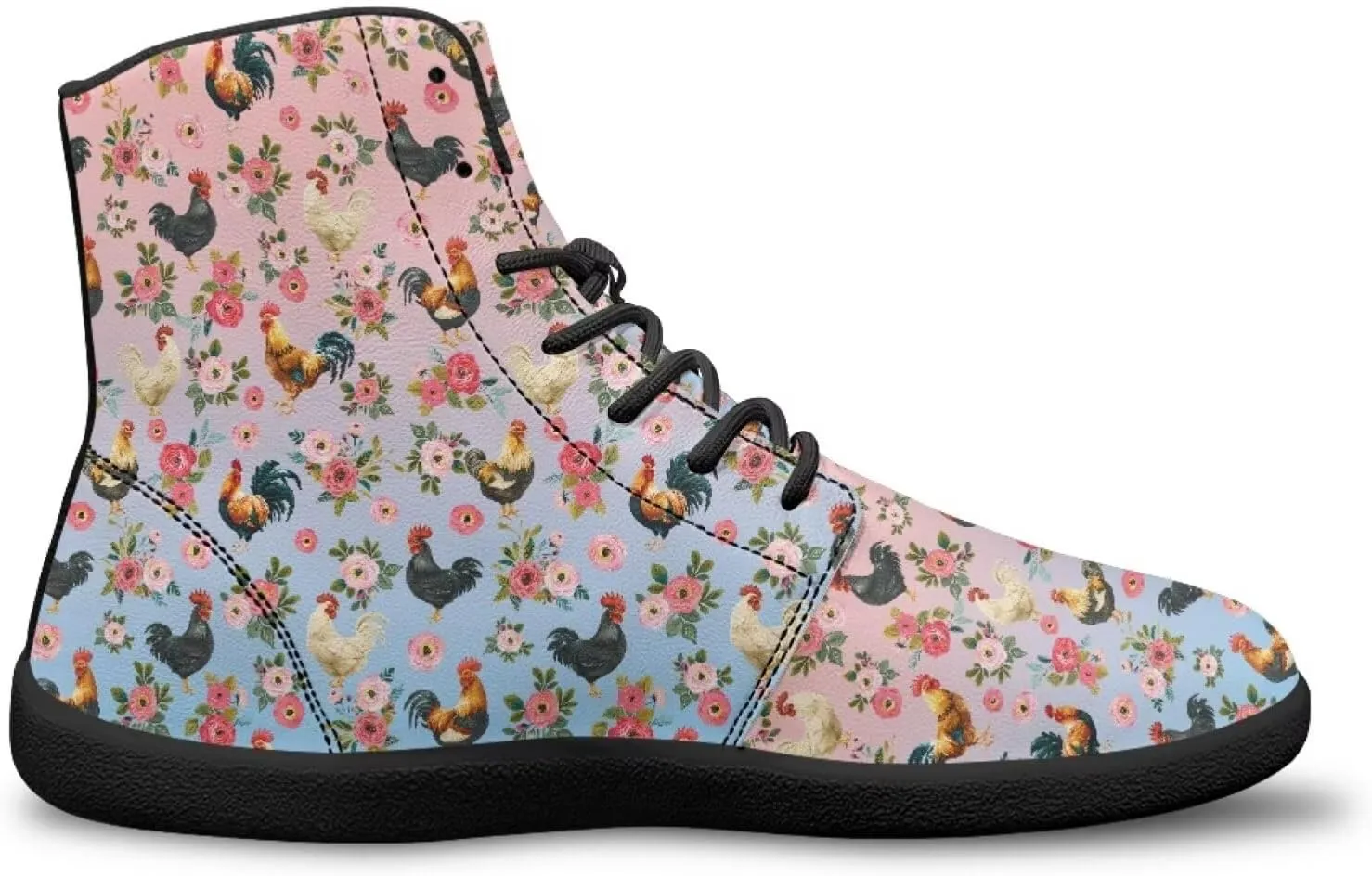 JoyLamoria Men Women High Top Barefoot Shoes Rainbow Pattern Pattern LGBT Fashion Sneakers Lace Up PU Leather Platform