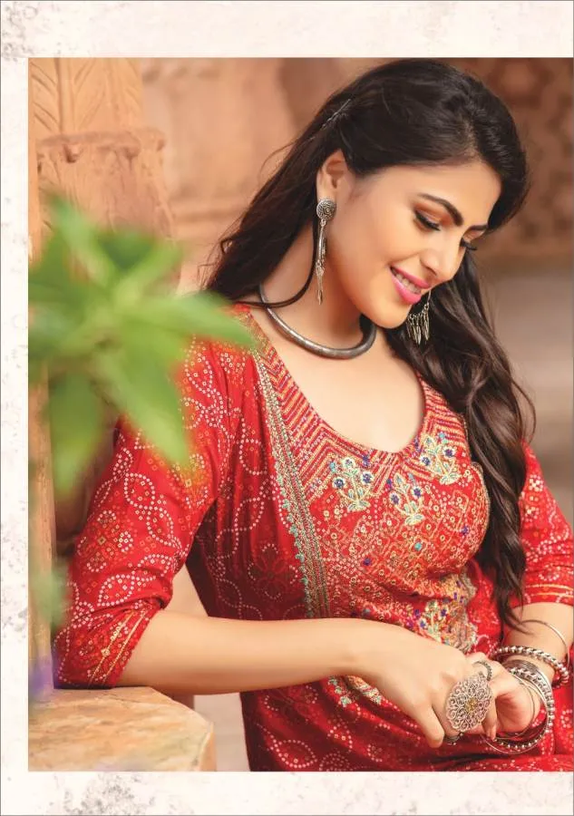 Kiana Presents Bandhani Pure Rayon Cotton Casual Wear Kurtis Collection