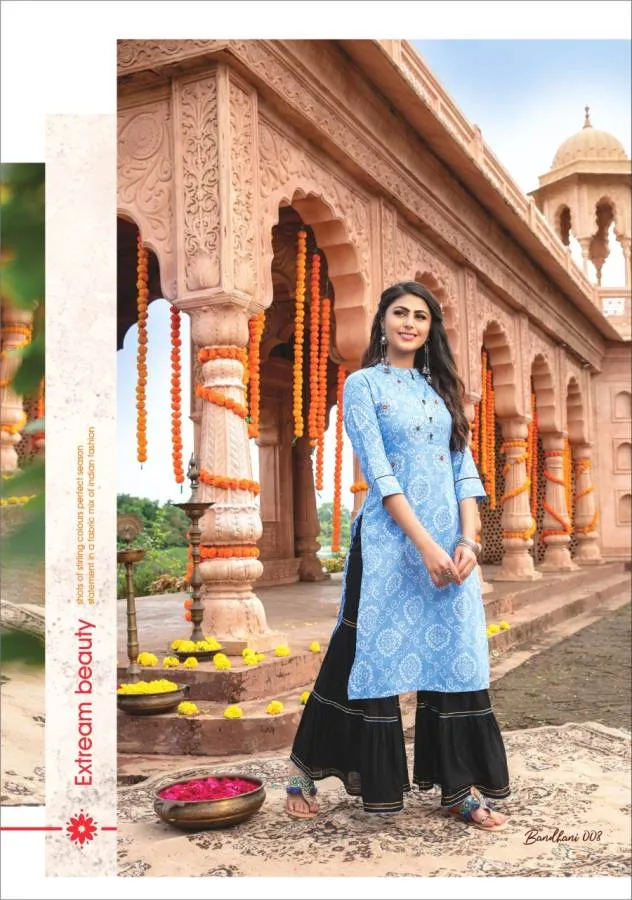 Kiana Presents Bandhani Pure Rayon Cotton Casual Wear Kurtis Collection