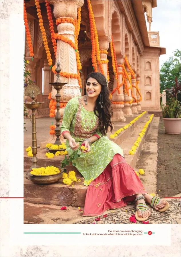Kiana Presents Bandhani Pure Rayon Cotton Casual Wear Kurtis Collection