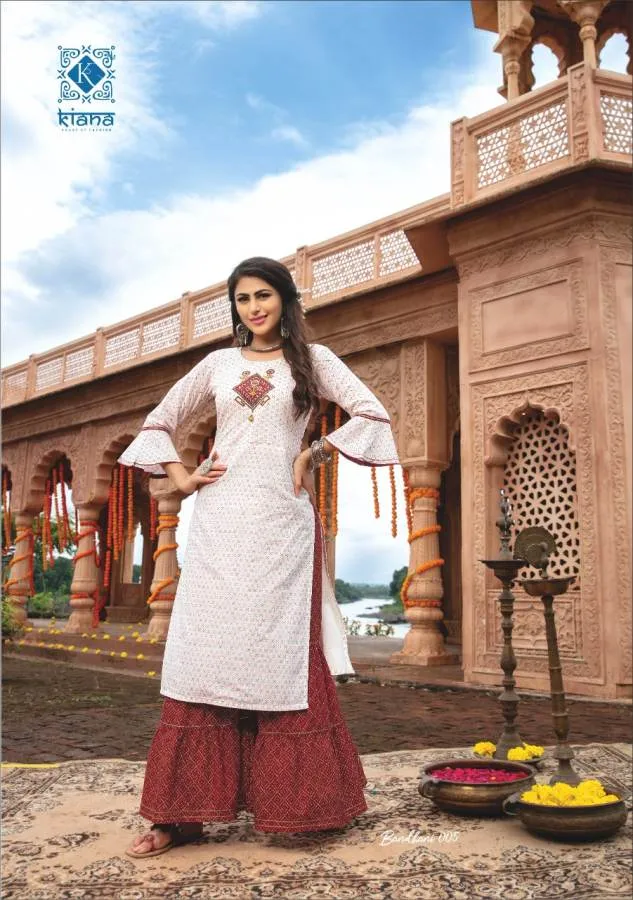 Kiana Presents Bandhani Pure Rayon Cotton Casual Wear Kurtis Collection