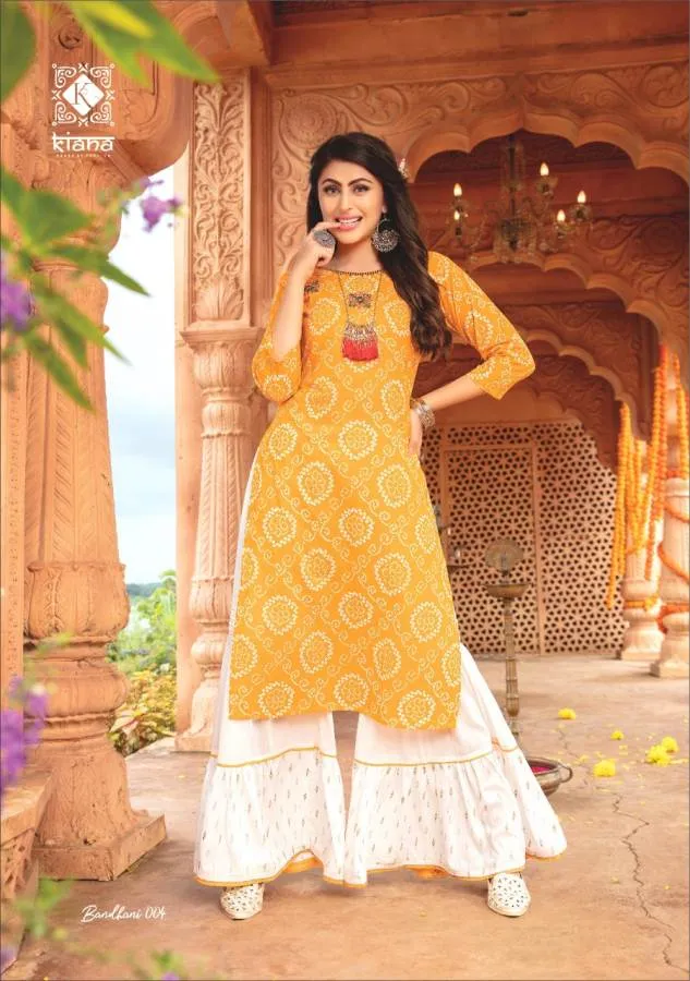 Kiana Presents Bandhani Pure Rayon Cotton Casual Wear Kurtis Collection