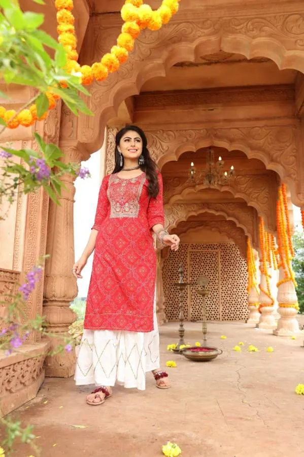 Kiana Presents Bandhani Pure Rayon Cotton Casual Wear Kurtis Collection