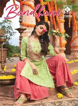 Kiana Presents Bandhani Pure Rayon Cotton Casual Wear Kurtis Collection
