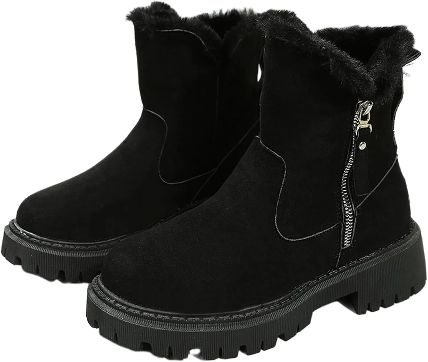 Ladmiple Trending Winter Boots For Women 2024 Snow Boots with Fur Lined Warm Slip On Ankle Booties Comfortable Loafers Shoes