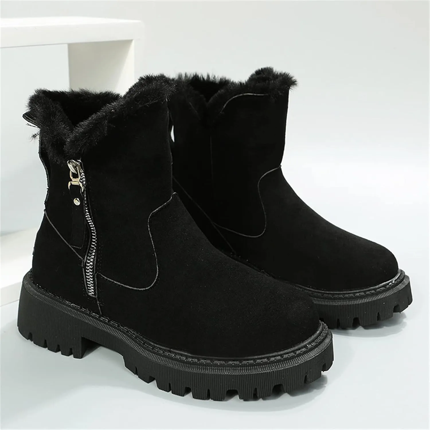 Ladmiple Trending Winter Boots For Women 2024 Snow Boots with Fur Lined Warm Slip On Ankle Booties Comfortable Loafers Shoes