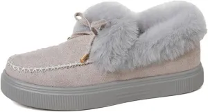 Ladmiple Winter Boots For Women Fashion Casual Slip-on Warm Loafers Shoes Faux Fur-Lined Comfortable Snow Ankle Booties