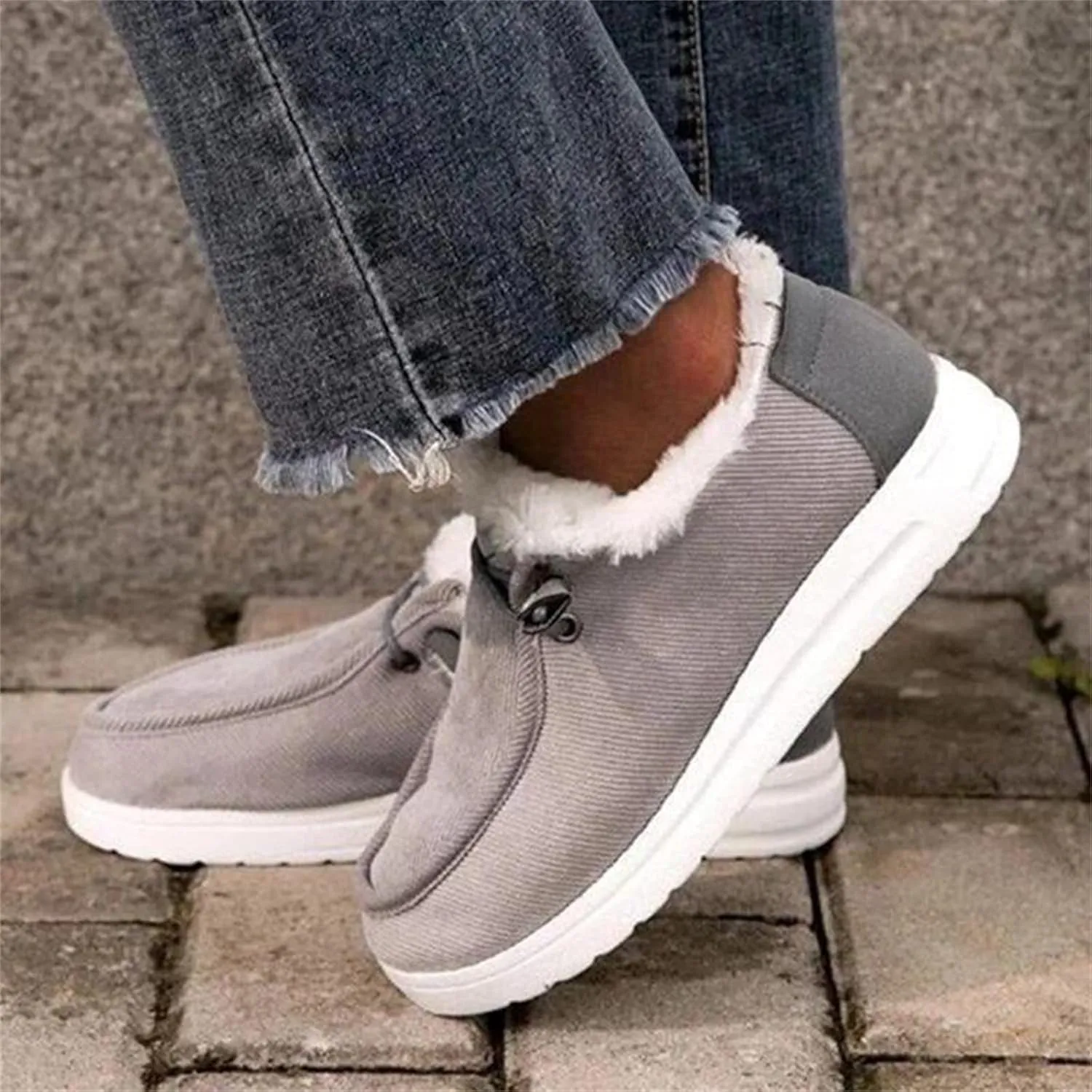 Ladmiple Winter Boots For Women Fashion Casual Slip-on Warm Loafers Shoes Faux Fur-Lined Comfortable Snow Ankle Booties
