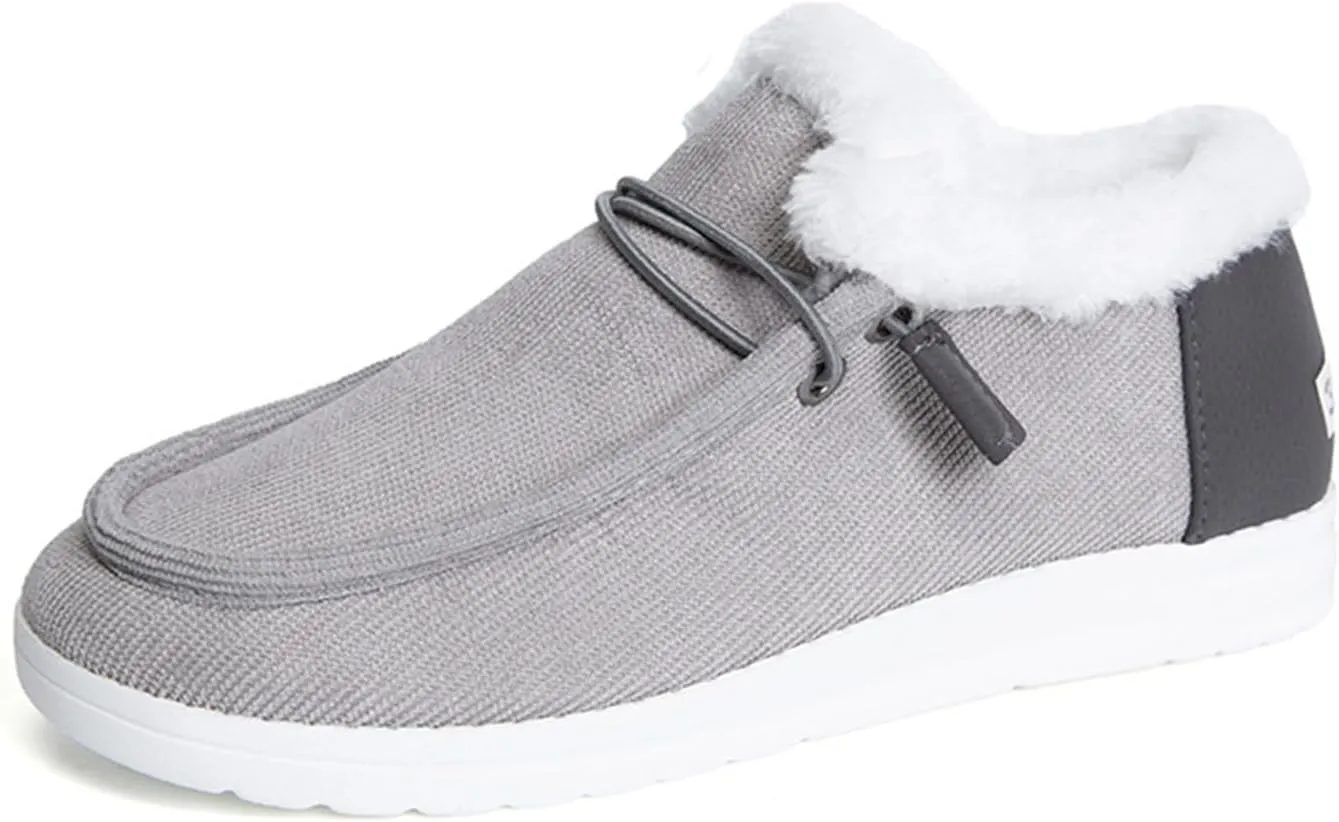 Ladmiple Winter Boots For Women Fashion Casual Slip-on Warm Loafers Shoes Faux Fur-Lined Comfortable Snow Ankle Booties