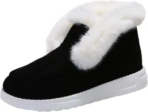 Ladmiple Winter Boots For Women Warm Casual Slip-on Loafers Shoes Faux Fur-Lined Comfortable Lightweight Snow Ankle Booties