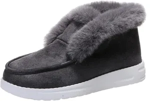 Ladmiple Winter Boots For Women Warm Slip On Snow Ankle Booties Fashion Fur Lined Outdoor Comfortable Loafers Shoes 2024