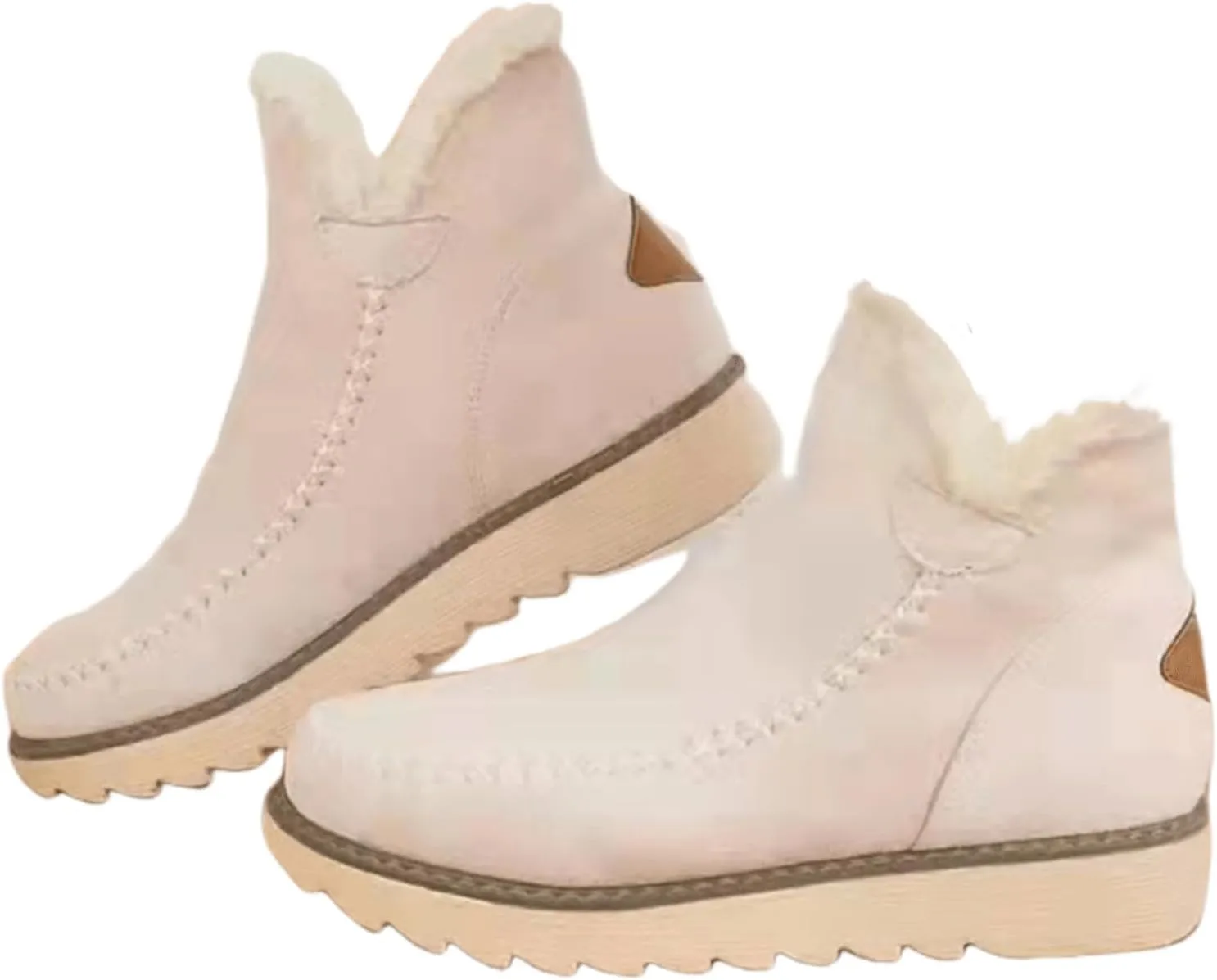 Ladmiple Winter Fashion Boots For Women 2024 Snow Boots Slip on Fur Lined Lightweight Cold Weather Warm Ankle Booties Loafers