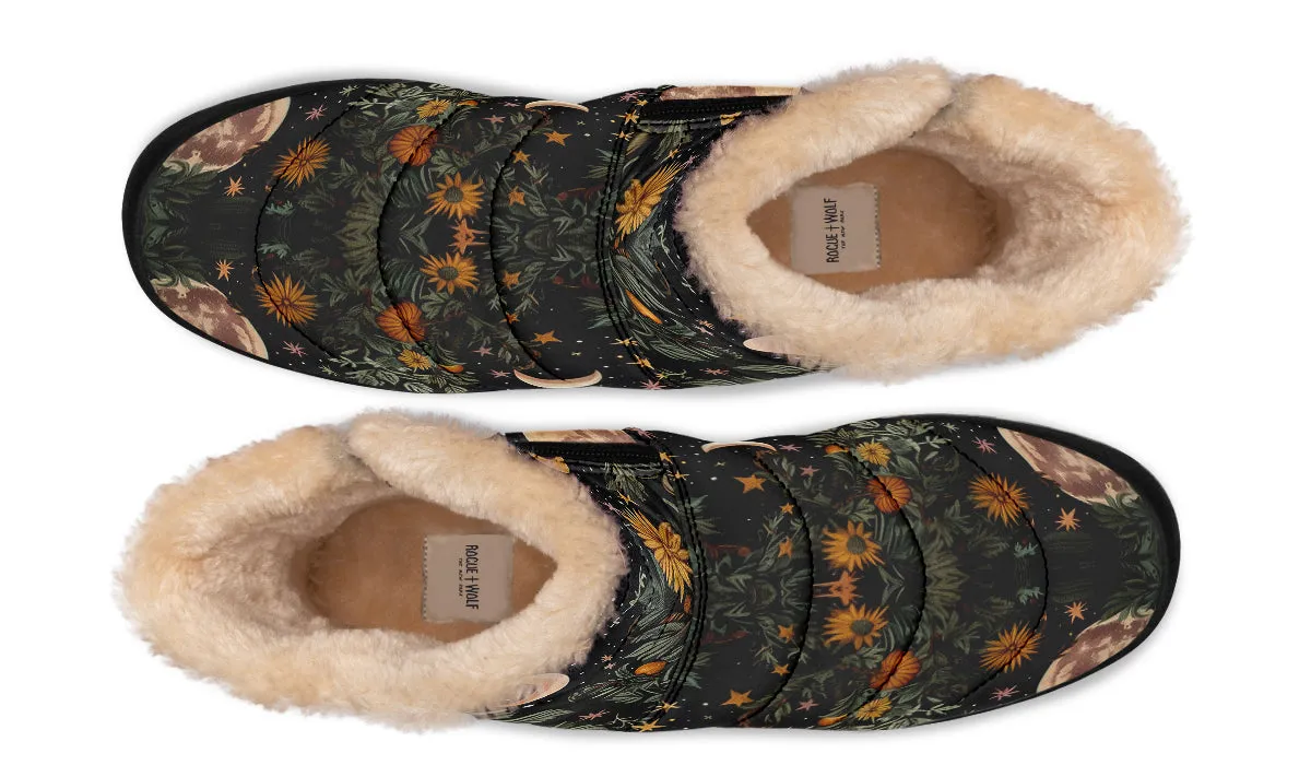 Lunar Meadow Comfy Winter Boots - Warm Vegan Boots with Side Zipper and Anti-Slip Soles