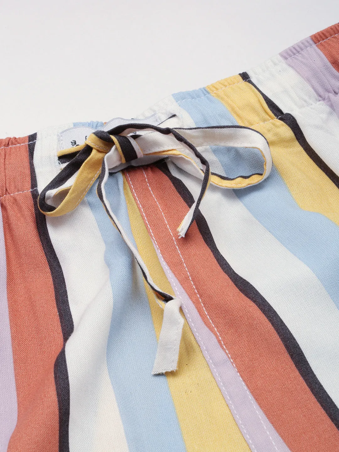 Men Multi Striped Co Ords Set with Shorts