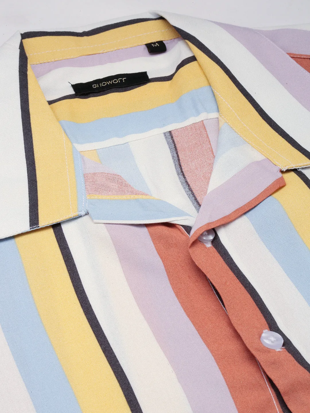 Men Multi Striped Co Ords Set with Shorts