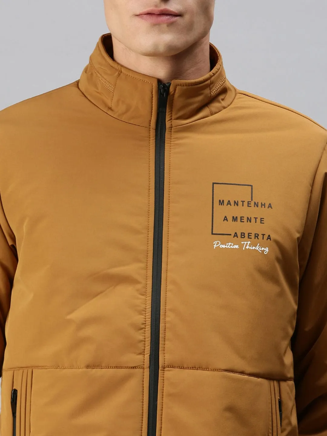 Men Mustard Solid Tailored Jacket with Patchwork