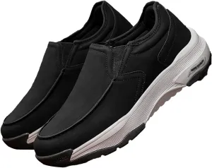 Men Slip On Orthopedic Walking Sneakers,Men Casual Trainers Trekking Sneakers,PU Leather Extra Wide Fit Trainers,Comfortable Lightweight Sports Shoes,Brown,47EU