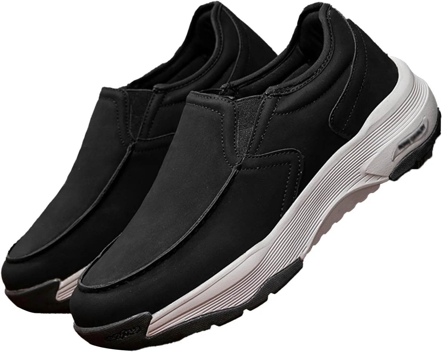 Men Slip On Orthopedic Walking Sneakers,Men Casual Trainers Trekking Sneakers,PU Leather Extra Wide Fit Trainers,Comfortable Lightweight Sports Shoes,Brown,47EU