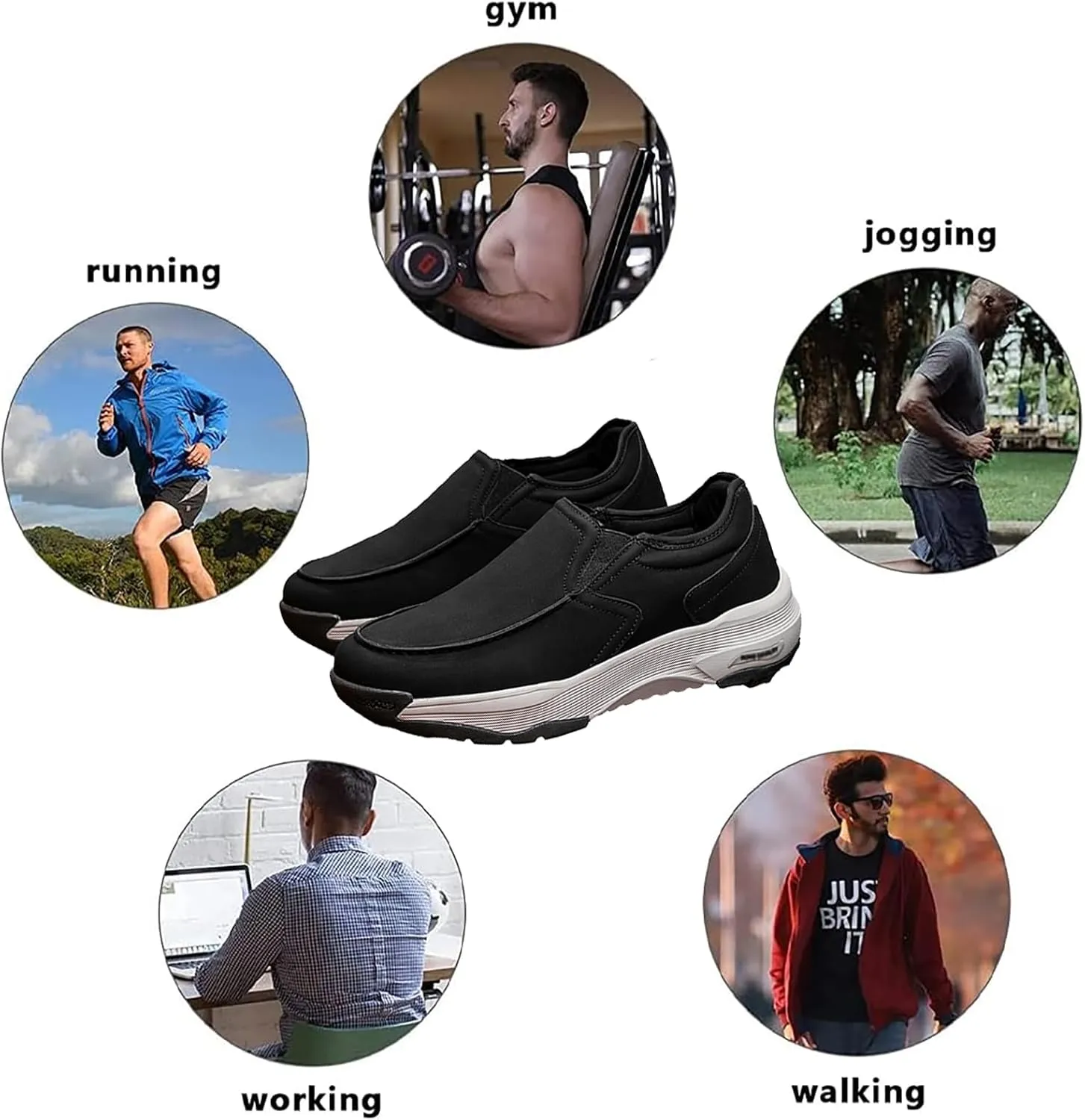 Men Slip On Orthopedic Walking Sneakers,Men Casual Trainers Trekking Sneakers,PU Leather Extra Wide Fit Trainers,Comfortable Lightweight Sports Shoes,Brown,47EU